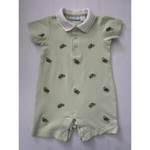 🐢 First Impressions Baby Romper | Turtle Print Polo One-Piece | 6–9 Months